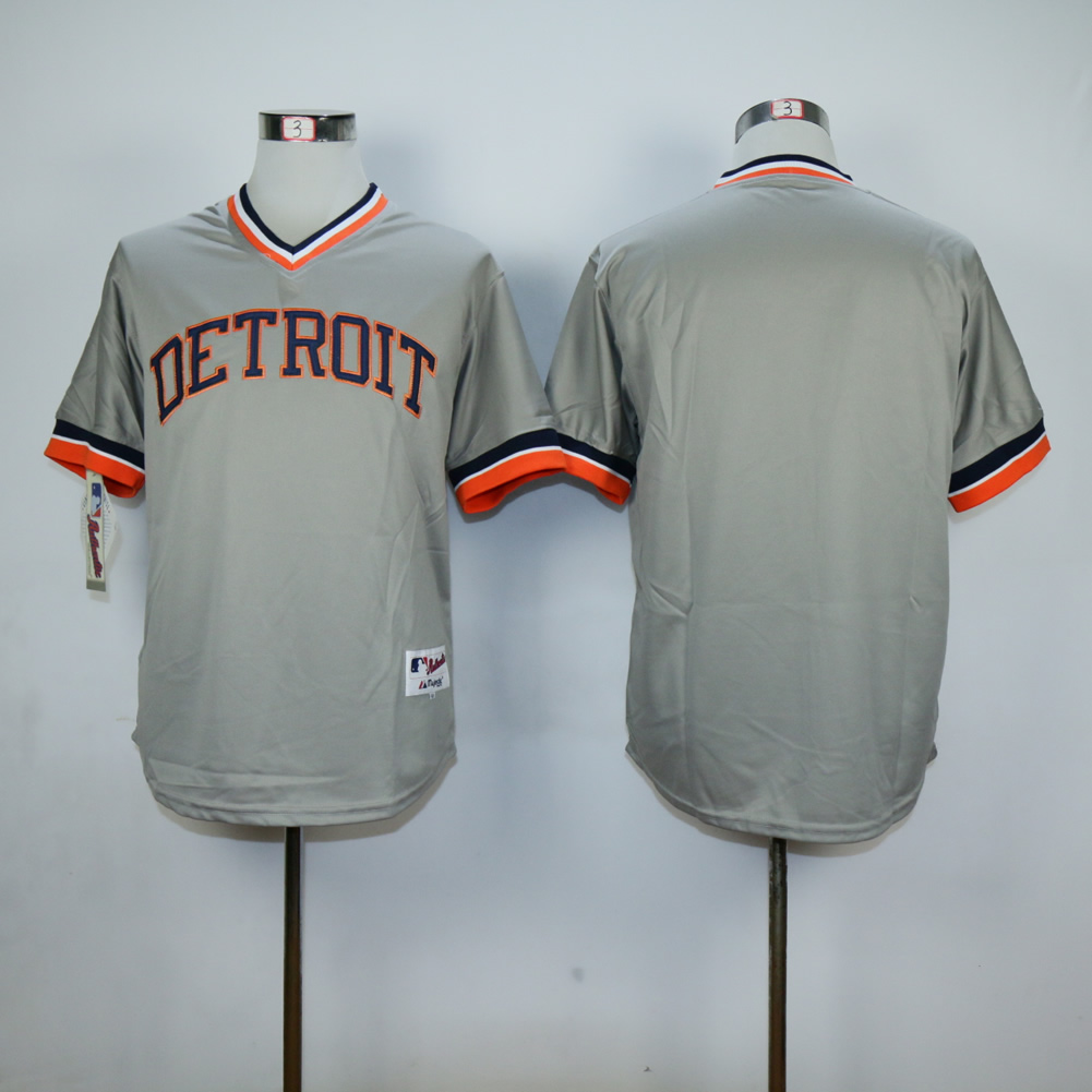 Men Detroit Tigers Blank Grey Throwback MLB Jerseys->detroit tigers->MLB Jersey